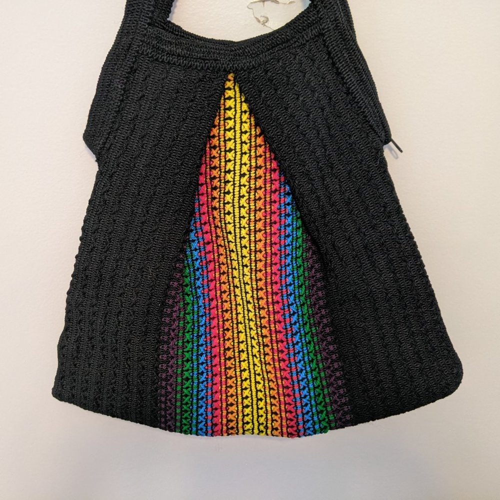 Beautiful Vintage Boho Rainbow Knit Bag